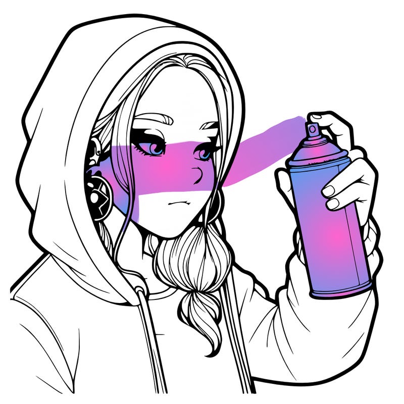 a realistic girl, spray painting