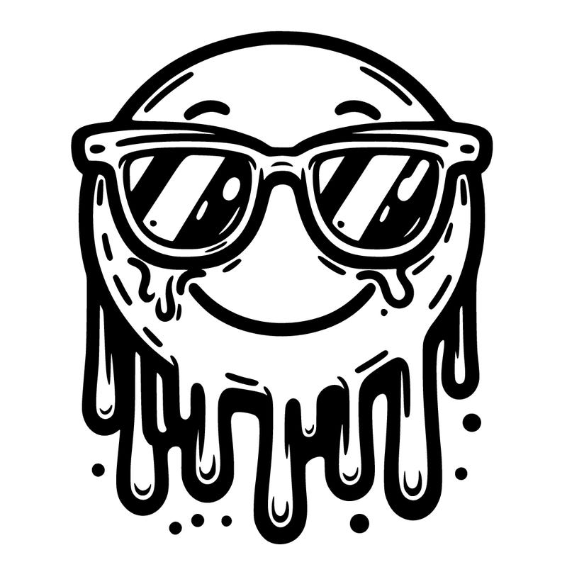 dripping smiley face with cool sunglasses