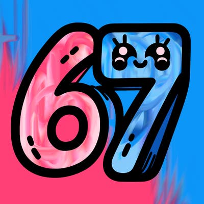 the numbers 67