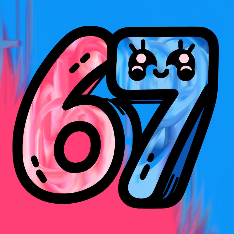 the numbers 67