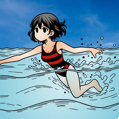 manga girl swimming