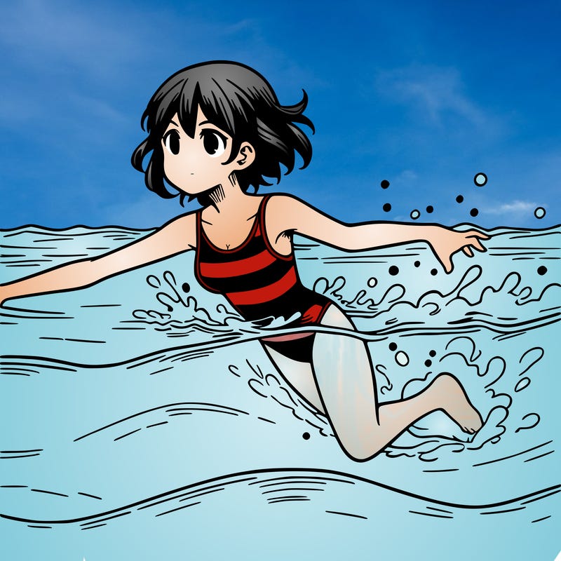 manga girl swimming
