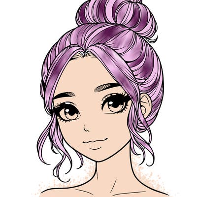 realistic pretty girl with hair in bun