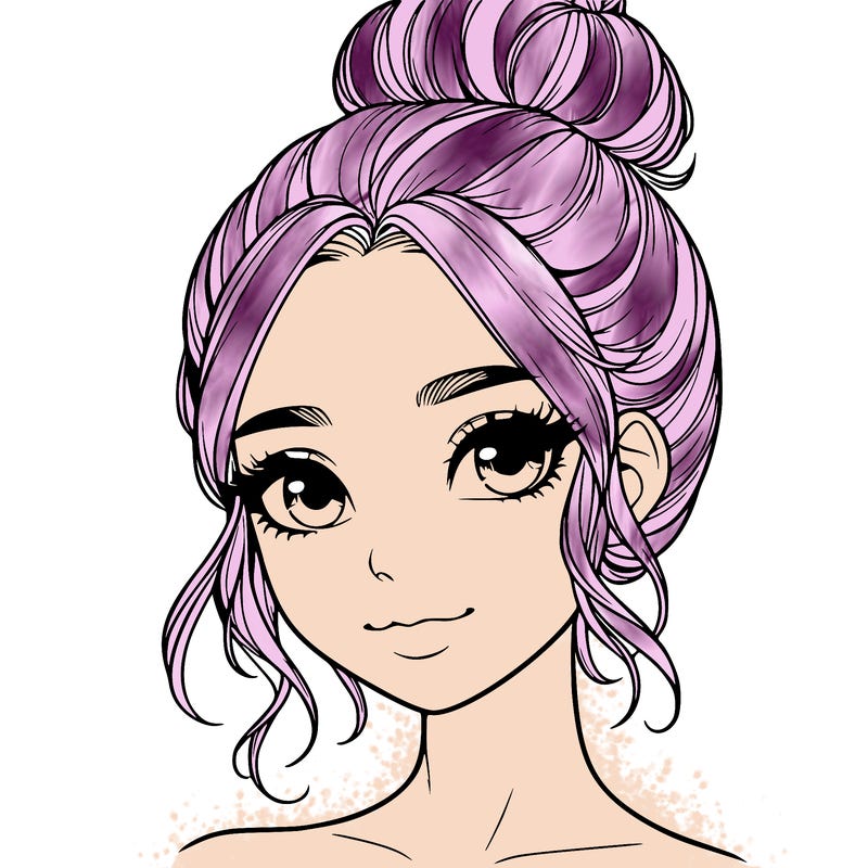 realistic pretty girl with hair in bun