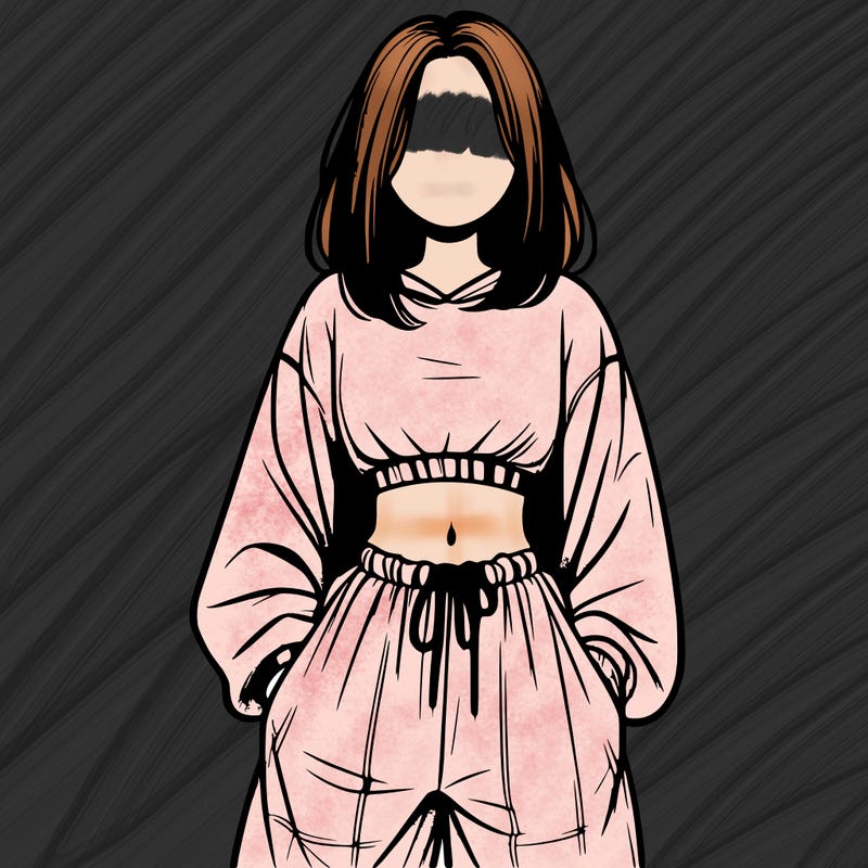 realistic girl faceless with baggy pants and a crop top