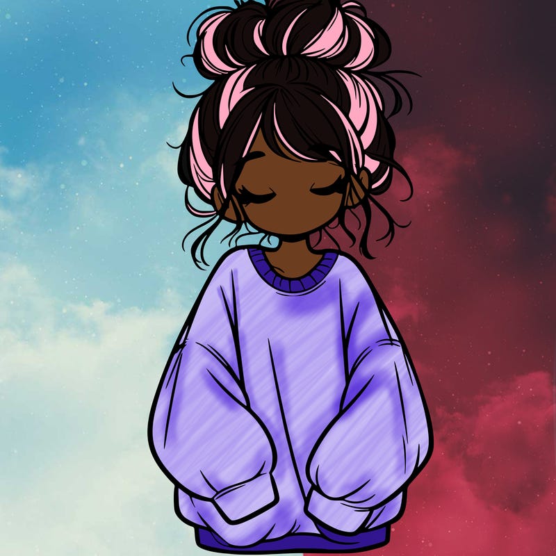 girl with baggy sweatshirt and messy bun