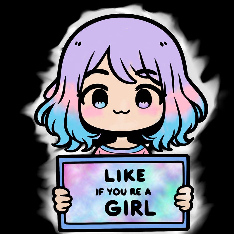 a cute girl holding a sign that says like if you’re a girl