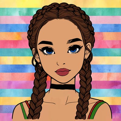 realistic girl with braids