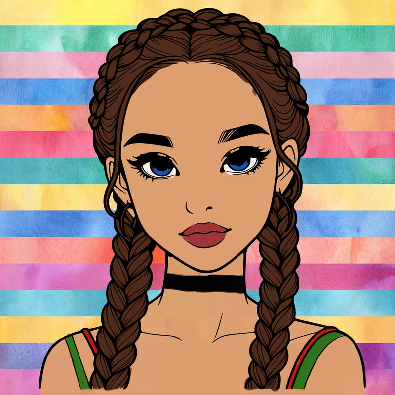 realistic girl with braids