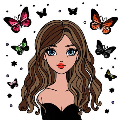 woman with butterfly hair