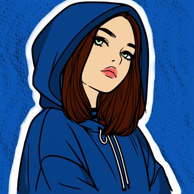 a realistic girl in a hoodie