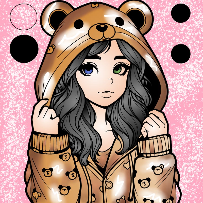 realistic girl in a animal pjs hoodie