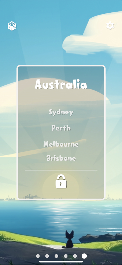 Move the Box - Move the Box level selection screen for Australia showing cities like Sydney and Melbourne