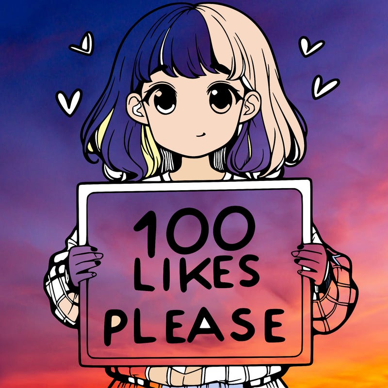 a girl holding a sign saying 100 likes please