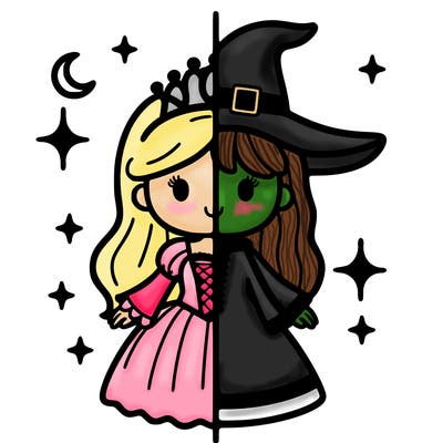 split princess and witch