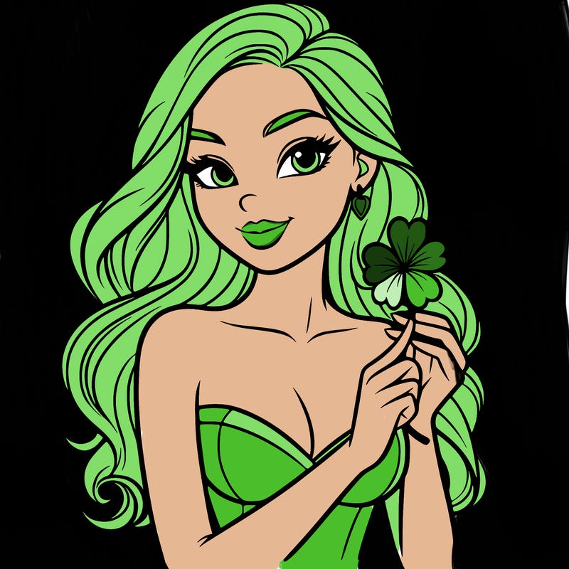 beautiful woman  carrying a clover