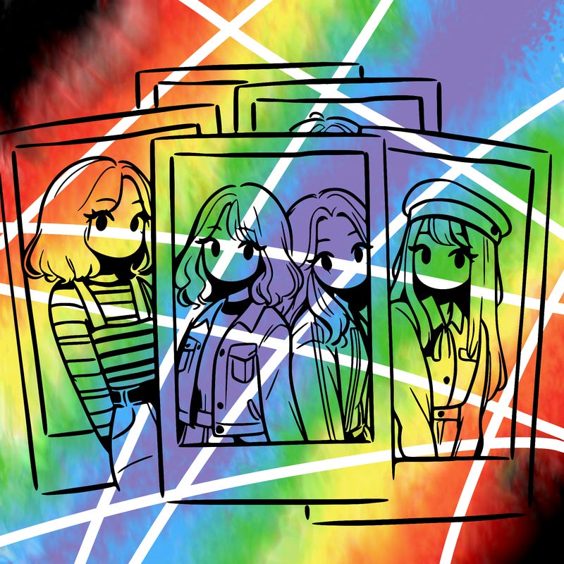 polaroid photo of 4 girls