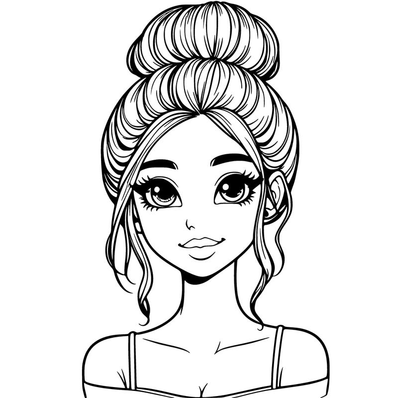 realistic pretty girl with bun