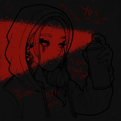 a realistic girl, spray painting