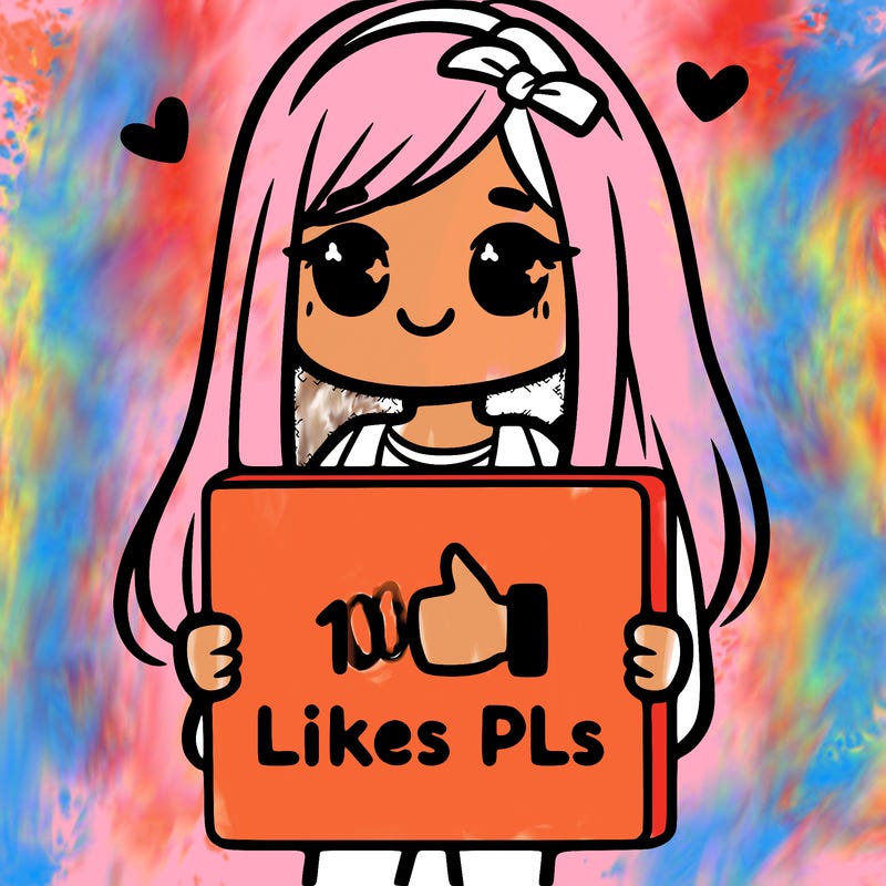 girl holding a sign saying 10 likes pls