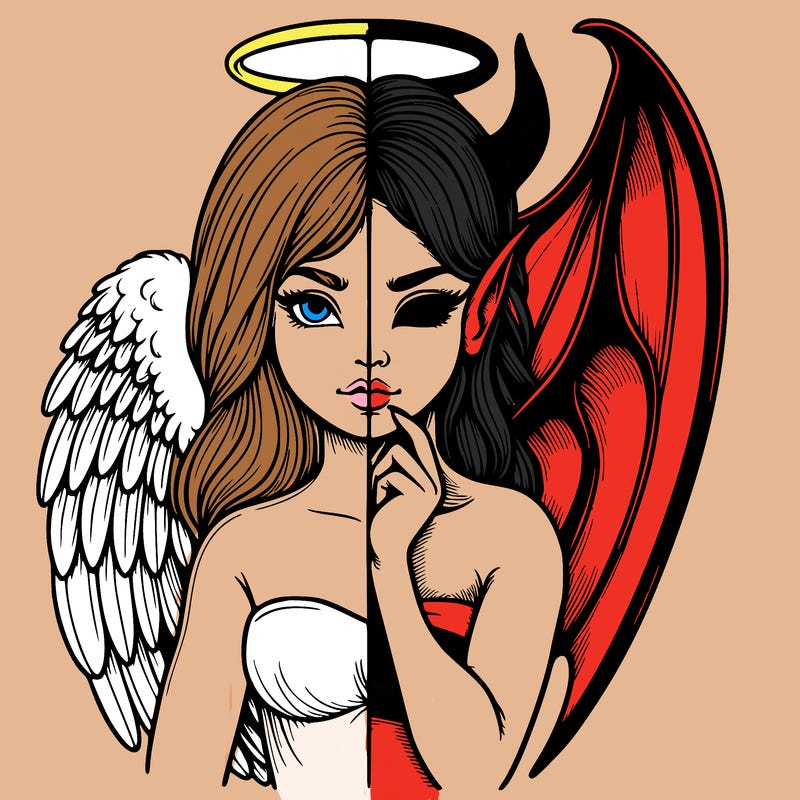 realistic angel half demon