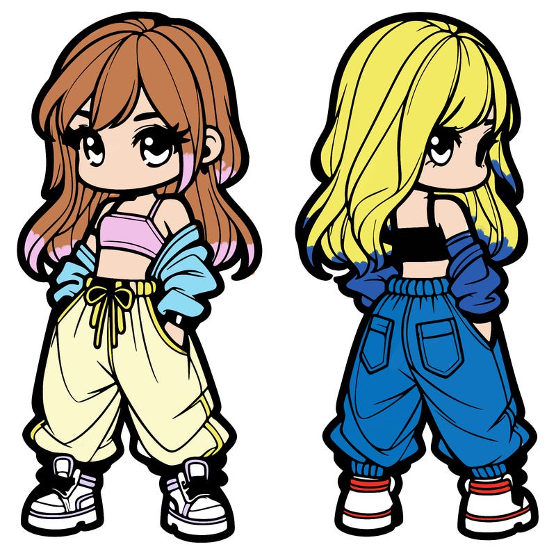 girl in crop top and baggy pants