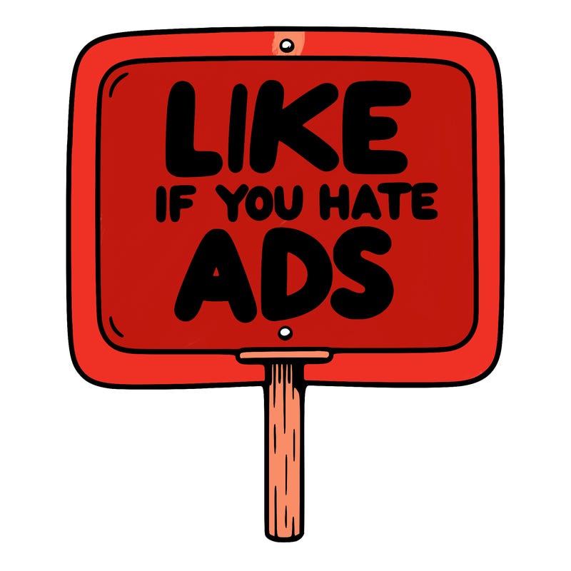 a sign that says like if you hate ads