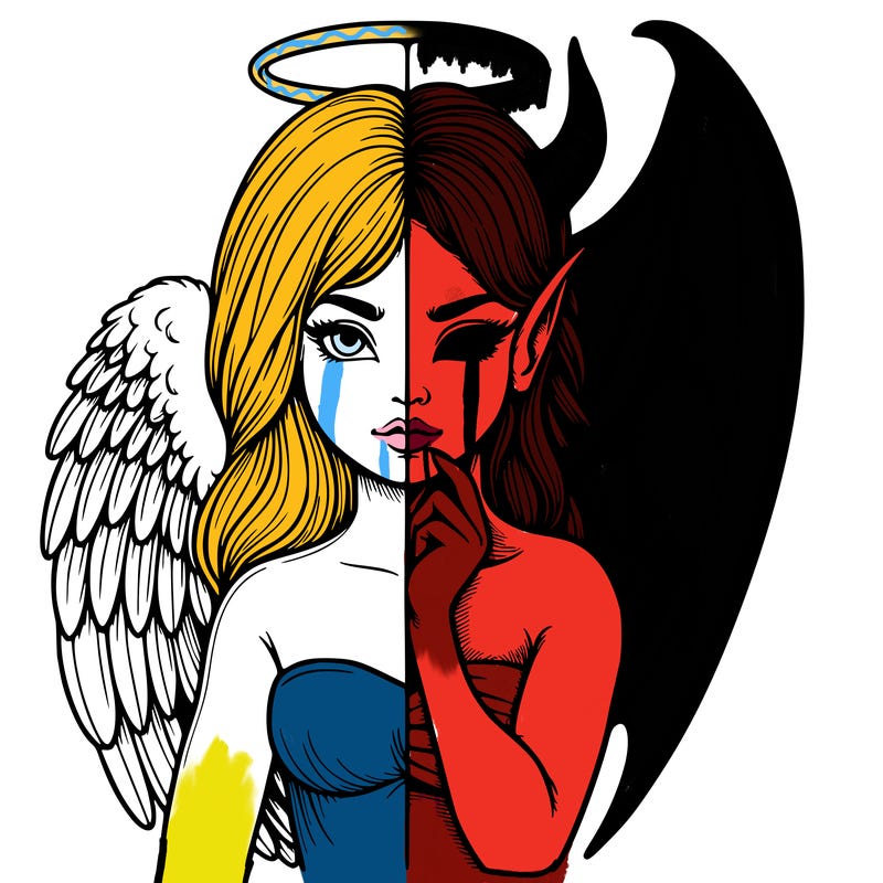 realistic angel half demon