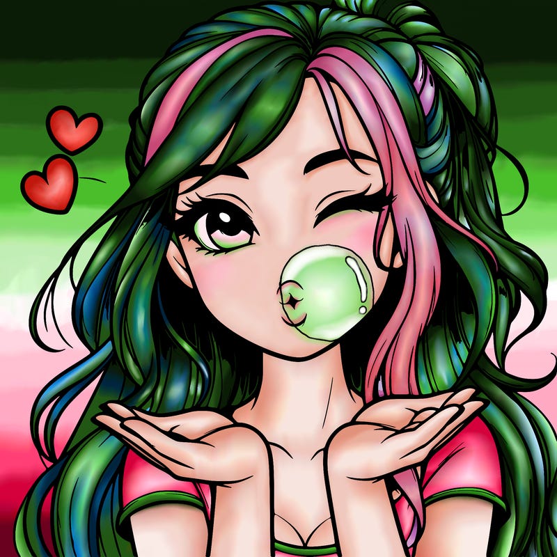 realistic girl winking and blowing a kiss while making heart hands