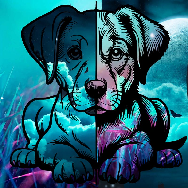 realistic dog split picture