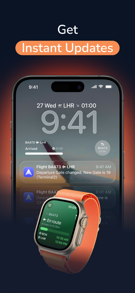 byAir: Live Flight Tracker - Real time flight status and gate change notifications on iPhone and Apple Watch using byAir app