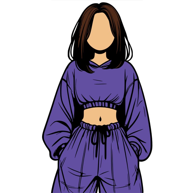 realistic girl faceless with baggy pants and a crop top