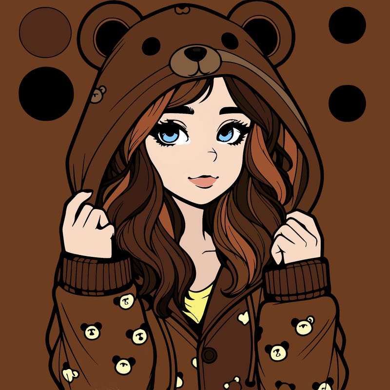 realistic girl in a animal pjs hoodie