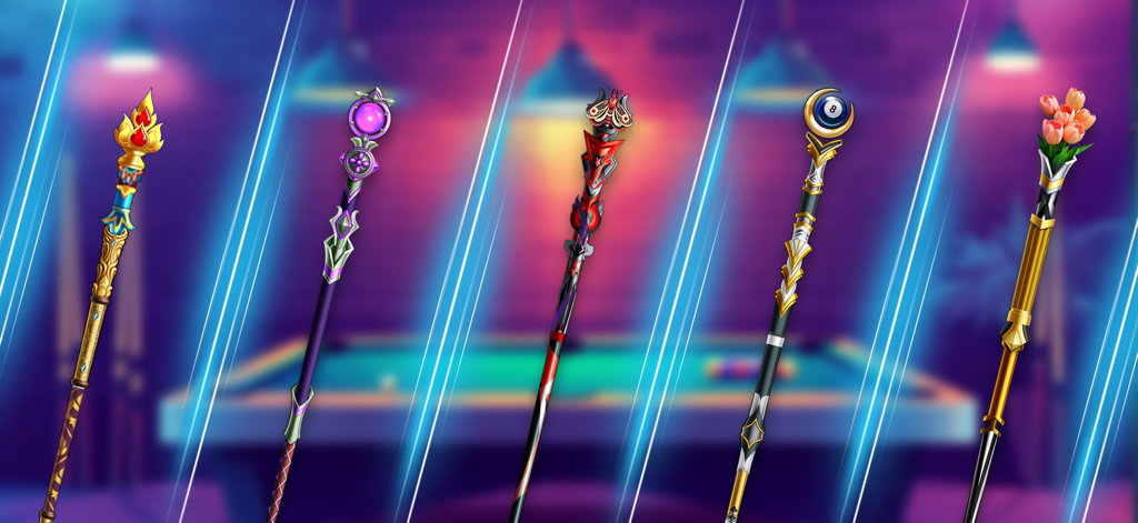 Pool Club: 8 Ball Billiards - Cinco tacos decorativos personalizados para Pool Club 8 Ball Billiards.