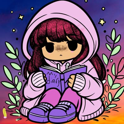 girl in oversized hoodie reading a book