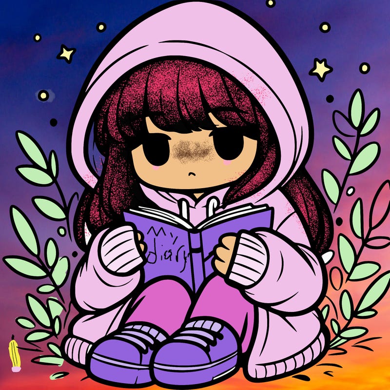 girl in oversized hoodie reading a book