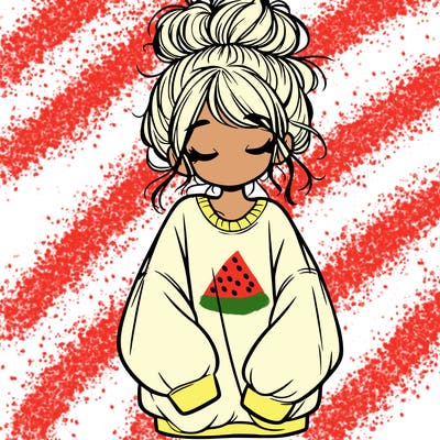 girl with baggy sweatshirt and messy bun