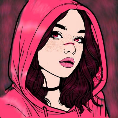 realistic girl with hood on