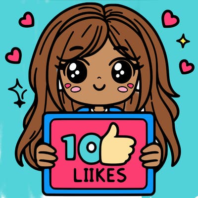 a girl holding a 100 likes sign