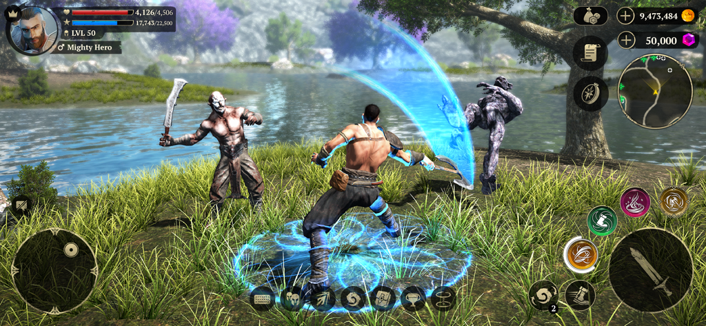 Evil Lands: Epic MMORPG game - Un personaggio eroe combatte mostri in un ambiente fantasy 3D di alta qualità