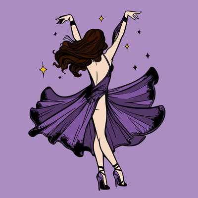 dancer dancing with a shimmery costume on realistic