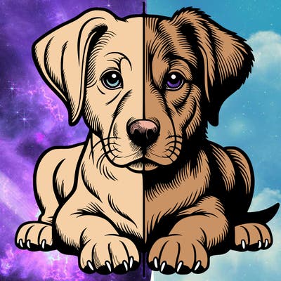 realistic dog split picture