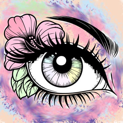 realistic eye with flower
