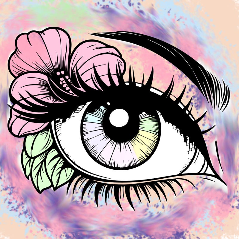 realistic eye with flower