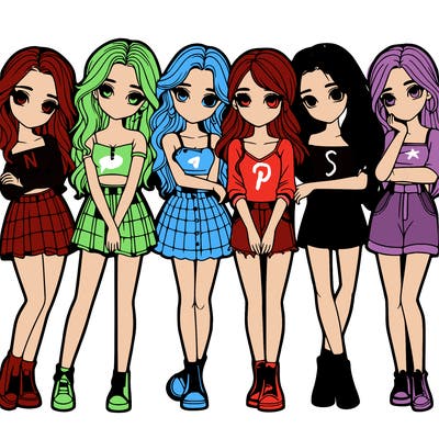 a group of girls realistic