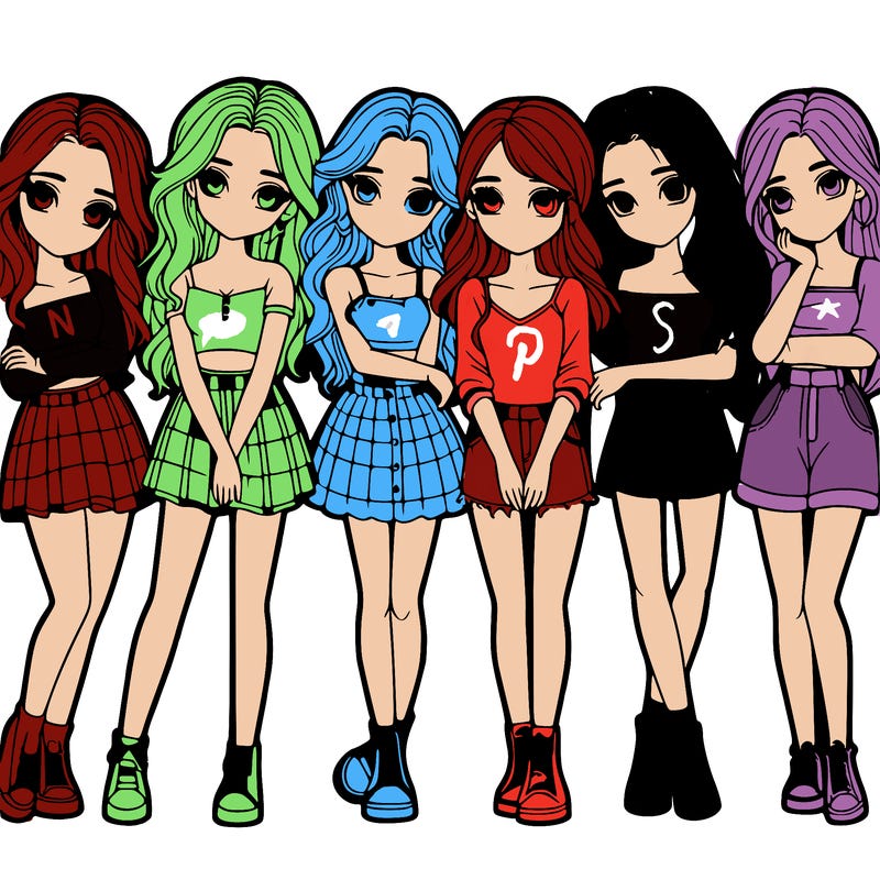 a group of girls realistic