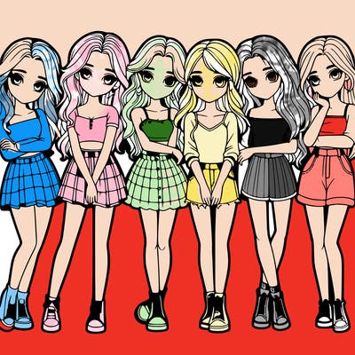 a group of girls realistic