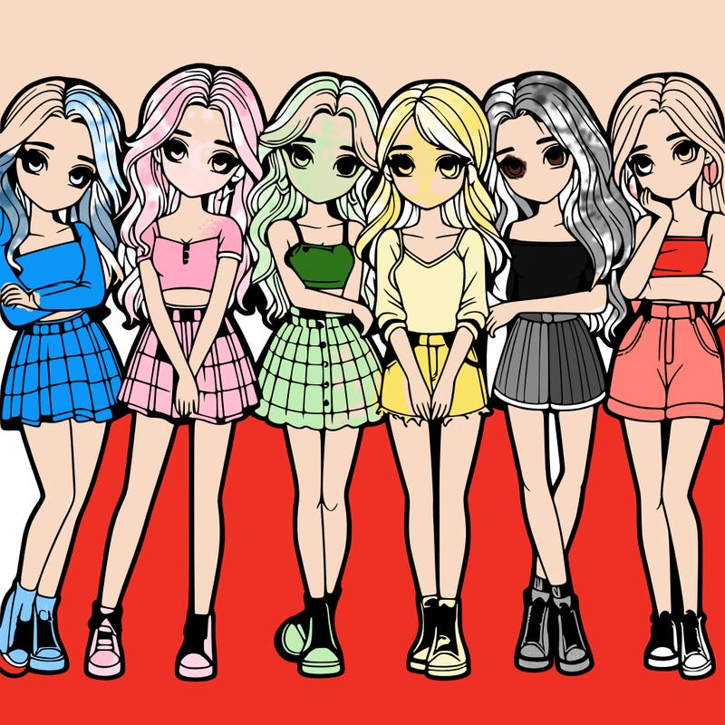 a group of girls realistic