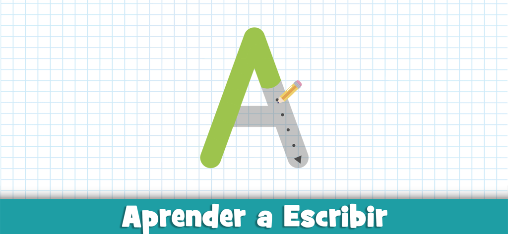 Niño aprendiendo a escribir la vocal A en español trazando