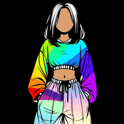 realistic girl faceless with baggy pants and a crop top